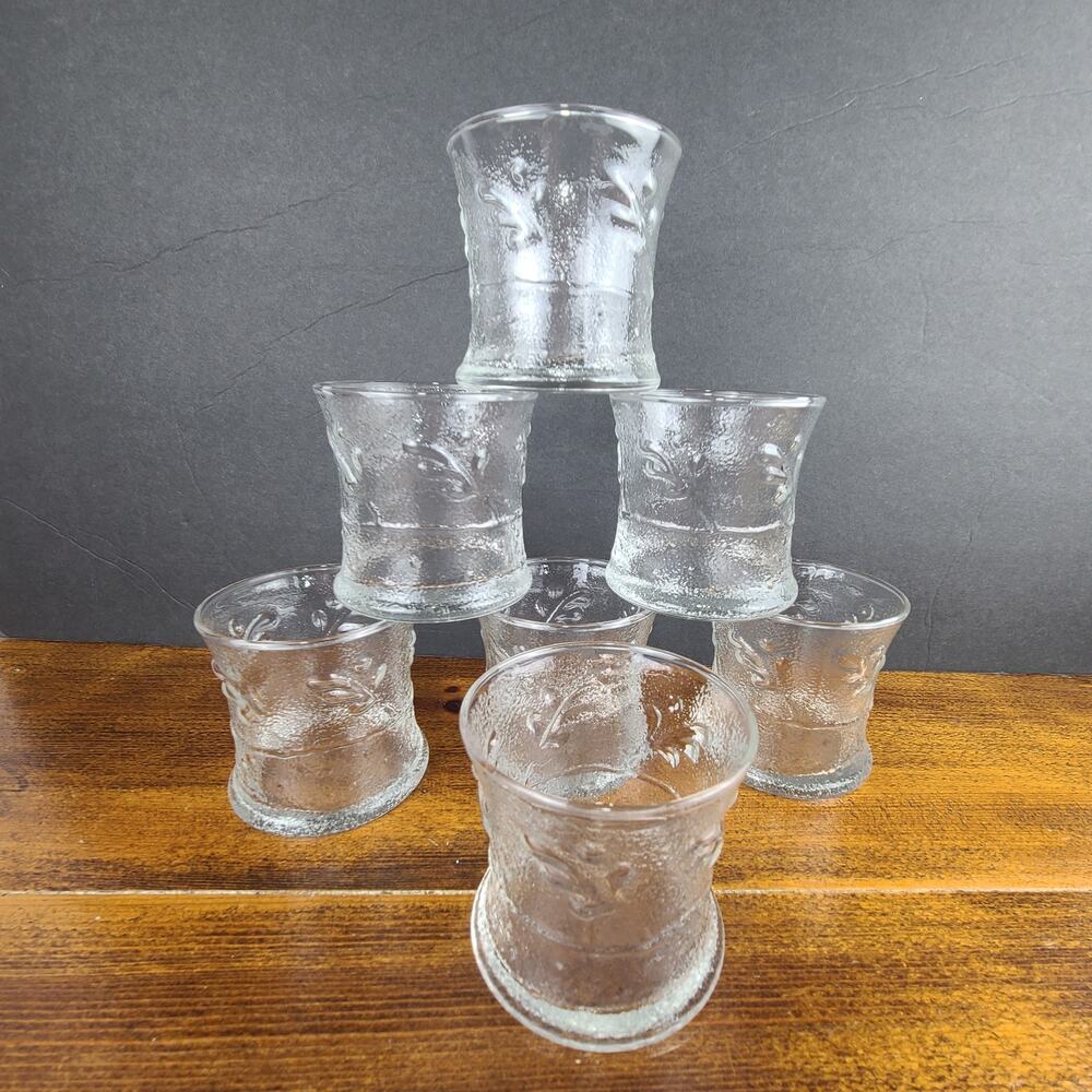 Anchor Hocking Amanda Pattern Old Fashion Rocks Textured Glasses Vintage set 7